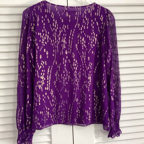 Lilly Pilitzer Idina Silk Top Size S Purple Party Resortwear Metallic Shimmer - Picture 4 of 11